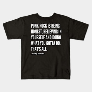 Famous Marky Ramone "Punk Rock" Quote Kids T-Shirt